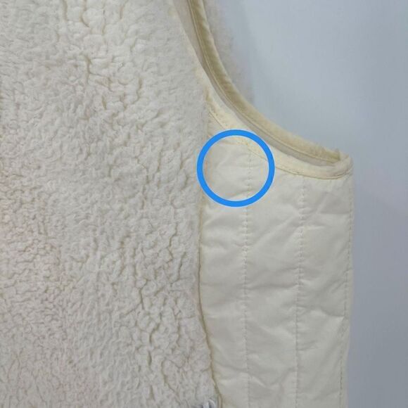 T By Talbots Faux Fur Zip Up Vest Jacket Mock Neck Cream Women Large - Picture 3 of 6